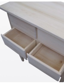 MOBILI 2G - Porta tv 4 cassetti 1 ripiano legno grezzo 68x39x80 vista frontale