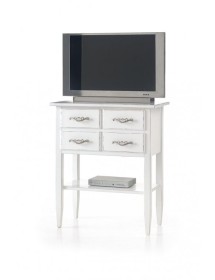 MOBILI 2G - Porta tv 4 cassetti 1 ripiano legno grezzo 68x39x80 vista frontale