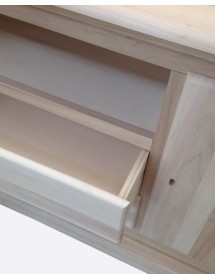 MOBILI 2G - Porta tv 2 porte 2 cassetti legno grezzo 110x45x68 vista frontale