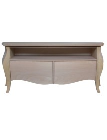 MOBILI 2G - PORTA TV  CLASSICO IN LEGNO BOMBATO 2 CASSETTI GREZZO L.141 P.45 H.62  vista frontale