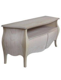 MOBILI 2G - PORTA TV  CLASSICO IN LEGNO BOMBATO 2 CASSETTI GREZZO L.141 P.45 H.62  vista frontale