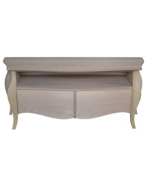 MOBILI 2G - PORTA TV  CLASSICO IN LEGNO BOMBATO 2 CASSETTI GREZZO L.141 P.45 H.62  vista frontale