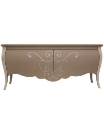 MOBILI 2G - PORTA TV IN LEGNO BOMBATO 2 CASSETTI GREZZO L.150 P.50 H.66 vista frontale