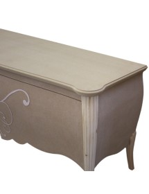 MOBILI 2G - PORTA TV IN LEGNO BOMBATO 2 CASSETTI GREZZO L.150 P.50 H.66 vista frontale