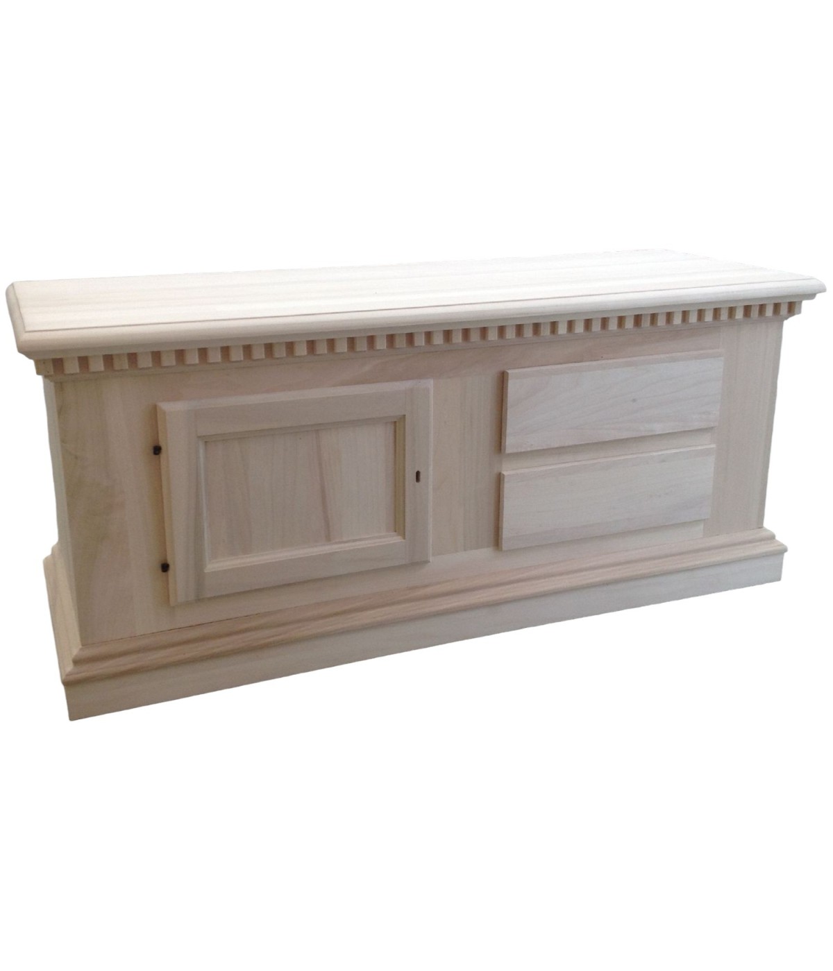 MOBILI 2G - PORTA TV IN ELGNO 1 ANTA 2 CASSETTI GREZZO  L.141 P.50 H.61