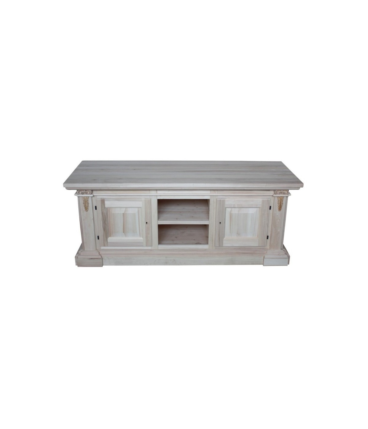 MOBILI 2G - PORTA TV 2 PORTE IN LEGNO GREZZO ARTE POVERA  L.158 P.60 H.62