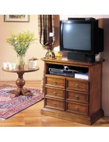 MOBILI 2G - Porta tv 6 cassetti 1 vano a giorno Legno grezzo 83x47x84 VISTA FRONTALE