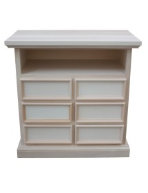 MOBILI 2G - Porta tv 6 cassetti 1 vano a giorno Legno grezzo 83x47x84 VISTA FRONTALE