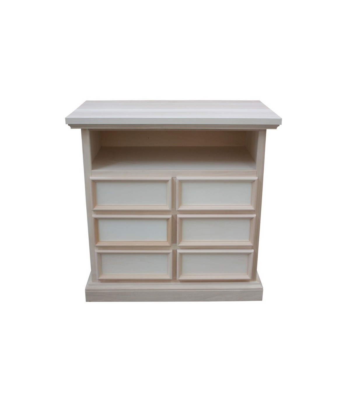 MOBILI 2G - Porta tv 6 cassetti 1 vano a giorno Legno grezzo 83x47x84 VISTA FRONTALE