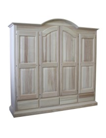 MOBILI 2G -  Armadio classico 4 porte 4 cassetti legno grezzo 234X60X230 vista frontale