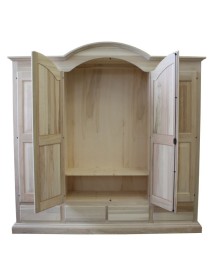 MOBILI 2G -  Armadio classico 4 porte 4 cassetti legno grezzo 234X60X230 vista frontale