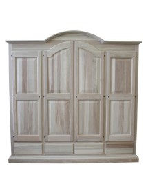 MOBILI 2G -  Armadio classico 4 porte 4 cassetti legno grezzo 234X60X230 vista frontale