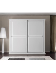 MOBILI 2G -  Armadio classico 2 porte scorrevoli legno shabby bianco 275X66X254 vista frontale