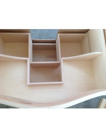 MOBILI 2G - Mobile bagno 3 cassetti bombato con lavello legno grezzo 108x55x82 vista frontale