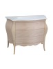 MOBILI 2G - Mobile bagno 3 cassetti bombato con lavello legno grezzo 118x55x82