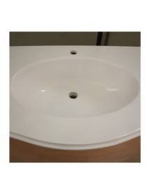 MOBILI 2G - Mobile bagno 3 cassetti bombato con lavello legno grezzo 118x55x82