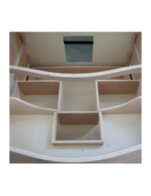 MOBILI 2G - Mobile bagno 3 cassetti bombato con lavello legno grezzo 118x55x82