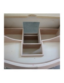 MOBILI 2G - Mobile bagno 3 cassetti bombato con lavello legno grezzo 118x55x82