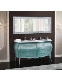 MOBILI 2G - Mobile bagno 6 cassetti bombato con doppio lavello legno grezzo 162x58x83