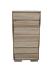 MOBILI 2G - Cassettiera Classica 7 Cassetti In Legno massello Grezzo 70x45x137 vista frontale