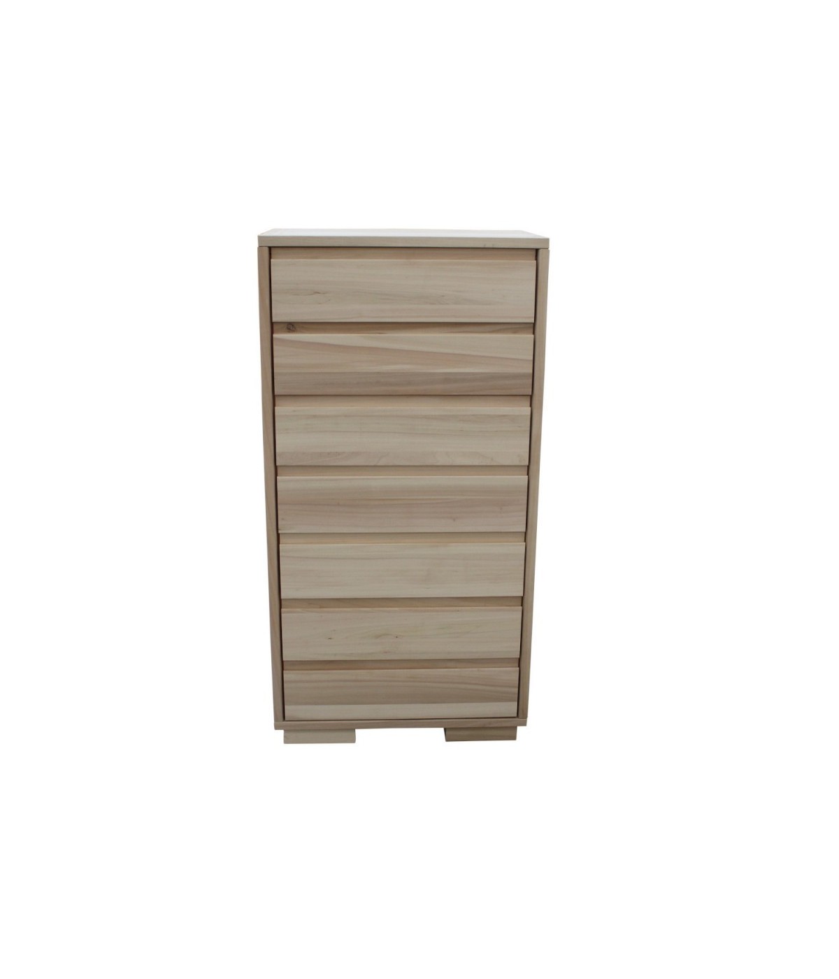 MOBILI 2G - Cassettiera Classica 7 Cassetti In Legno massello Grezzo 70x45x137 vista frontale