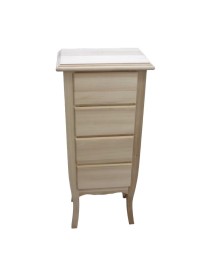 MOBILI 2G -  Cassettiera classica 4 cassetti legno grezzo 38x25x86 vista frontale