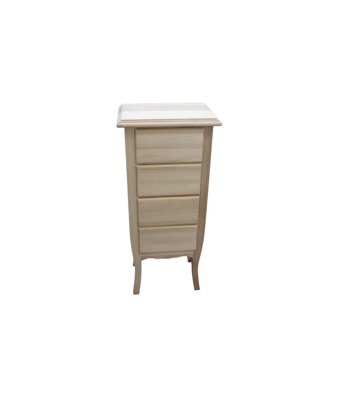 MOBILI 2G -  Cassettiera classica 4 cassetti legno grezzo 38x25x86 vista frontale