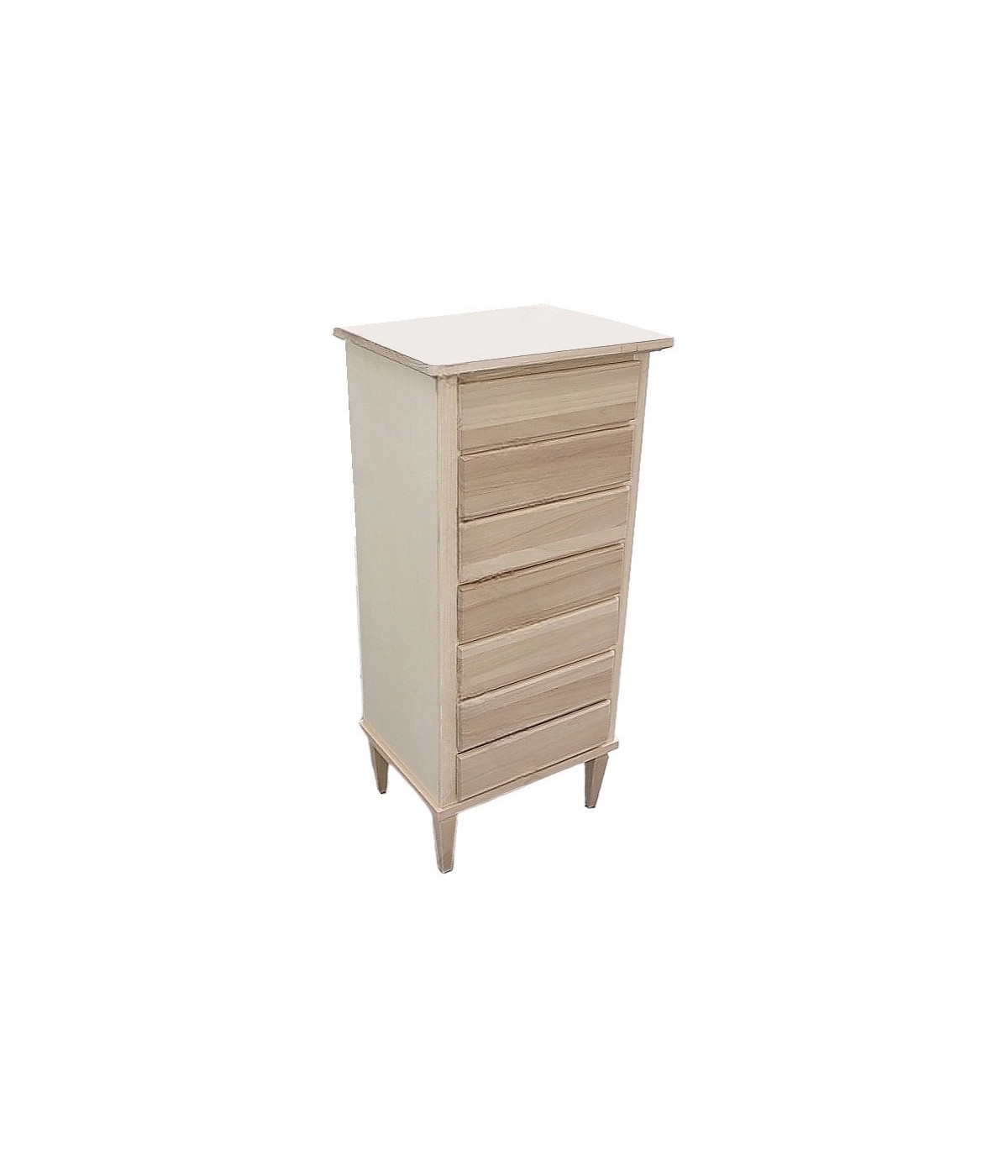 MOBILI 2G -  Cassettiera classica 7 cassetti legno grezzo 49x37x106 (1113)