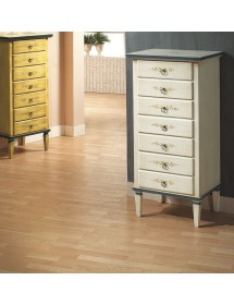 MOBILI 2G -  Cassettiera classica 7 cassetti legno grezzo 49x37x106 vista frontale