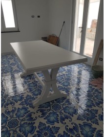 Tavolo classico In Legno Rettangolare Allungabile Laccato Bianco 180x85 (740)