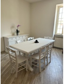 Tavolo classico In Legno Rettangolare Allungabile Laccato Bianco 180x85 (740)