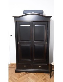 MOBILI 2G - Armadio 2 ante scorrevoli legno shabby nero consumato 122X59X200 vista frontale