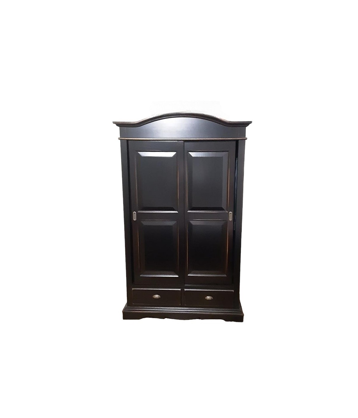 MOBILI 2G - Armadio 2 ante scorrevoli legno shabby nero consumato 122X59X200 vista frontale