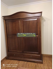 ARMADIO ARTE POVERA 2 ANTE SCORREVOLI LEGNO TINTA NOCE 180X67X225 (583)