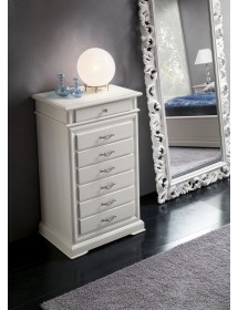 MOBILI 2G - Cassettiera classica 7 cassetti legno grezzo 71x53x117 vista frontale