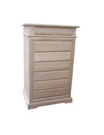 MOBILI 2G - Cassettiera classica 7 cassetti legno grezzo 71x53x117 vista frontale