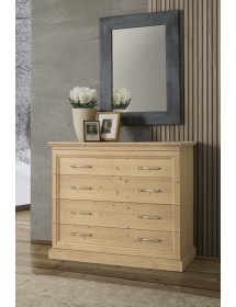 MOBILI 2G -  Cassettiera classica 4 cassetti legno massello abete grezzo 116x53x98 vista frontale