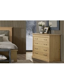 Cassettiera classica 4 cassetti legno massello abete grezzo 116x53x...