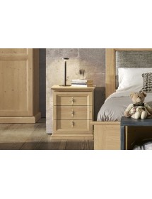 Comodino classico 3 cassetti legno massello abete grezzo 55x39x64 (3359)