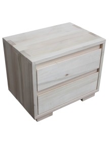 MOBILI 2G -  Comodino 2 cassetti legno massello grezzo 55x38x46 vista frontale