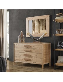 Cassettiera classica 4 cassetti legno massello abete grezzo 120x55x80 (3303)