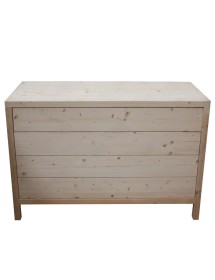 MOBILI 2G -  Cassettiera classica 4 cassetti legno massello abete grezzo 120x55x80 vista frontale