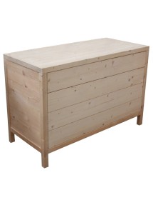 MOBILI 2G -  Cassettiera classica 4 cassetti legno massello abete grezzo 120x55x80 vista frontale