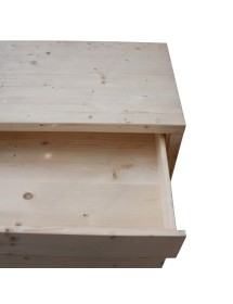 MOBILI 2G -  Cassettiera classica 4 cassetti legno massello abete grezzo 120x55x80 vista frontale