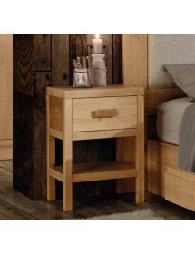 Comodino 1 cassetto 1 ripiano legno massello abete grezzo 45x38x60 (3304)