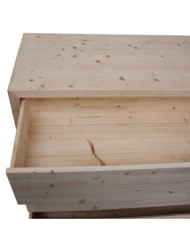 MOBILI 2G -  Cassettiera classica 3 cassetti legno massello abete grezzo 120x50x80 vista frontale