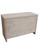 MOBILI 2G -  Cassettiera classica 3 cassetti legno massello abete grezzo 120x50x80 vista frontale
