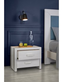 Comodino classico 2 cassetti legno massello abete grezzo 55x40x45 (...
