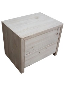 MOBILI 2G -  Comodino classico 2 cassetti legno massello abete grezzo 55x40x45 vista frontale