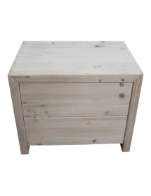 COMODINO CORTINA 2 CASSETTI BIANCO IN LEGNO MASSELLO DI ABETE 55X40...